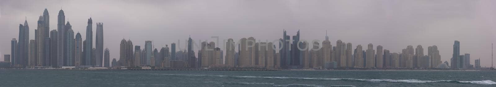 DUBAI UAE 2 FEBRUARY 2017 Panorama Dubai city. City centre, skyscrapers Sheikh Zayed Road. united arab emirates