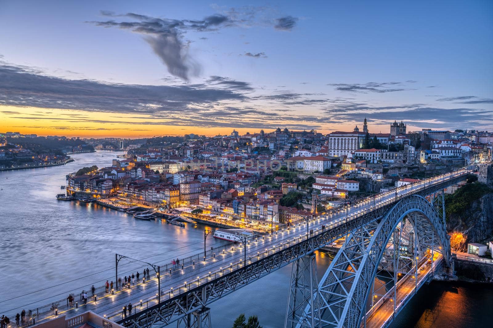 View of Porto after sunset by elxeneize