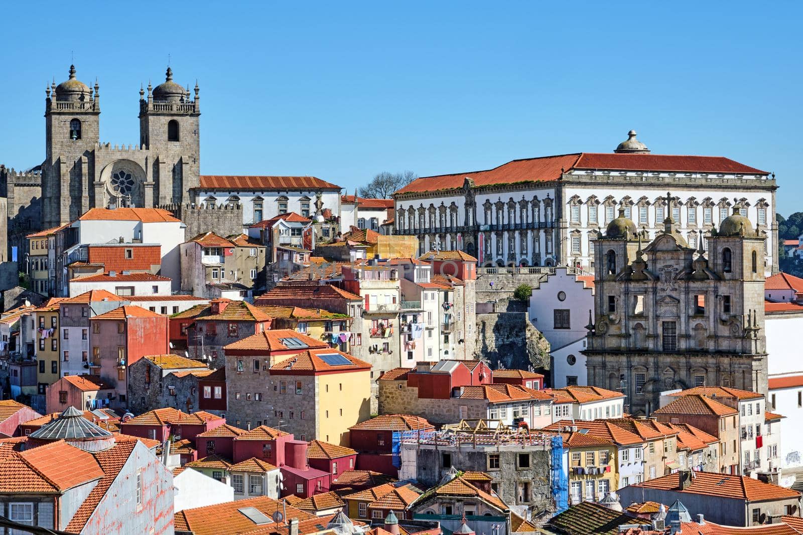 The beautiful old town of Porto with the cathedral and the Episcopal Palace