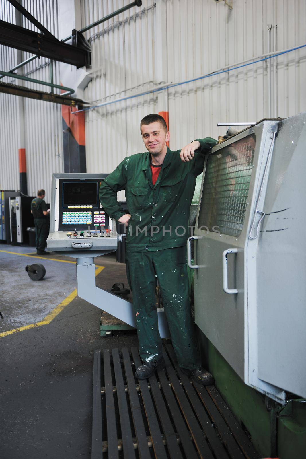 engineering people manofacturing industry with big modern computer mashines i company  hall