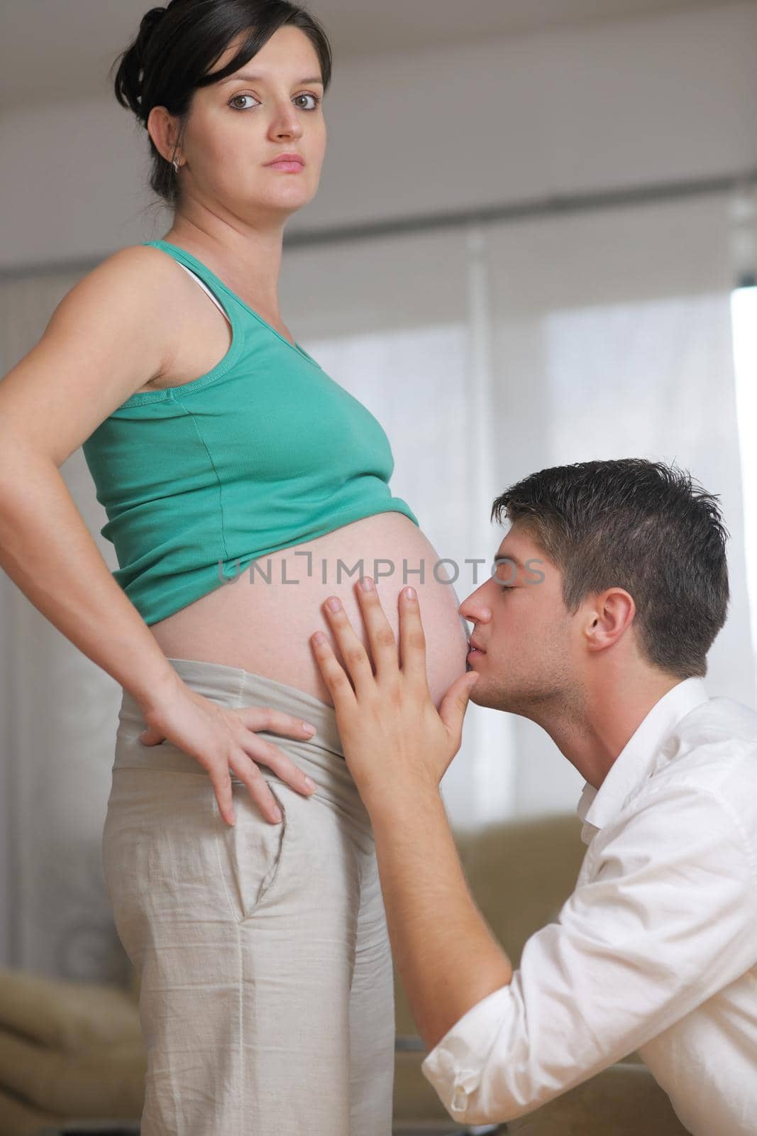 happy young cuple, pregnant woman