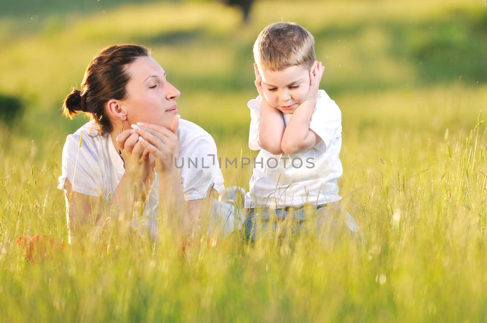 happy young woman mother play and outdoor with beautiful child 