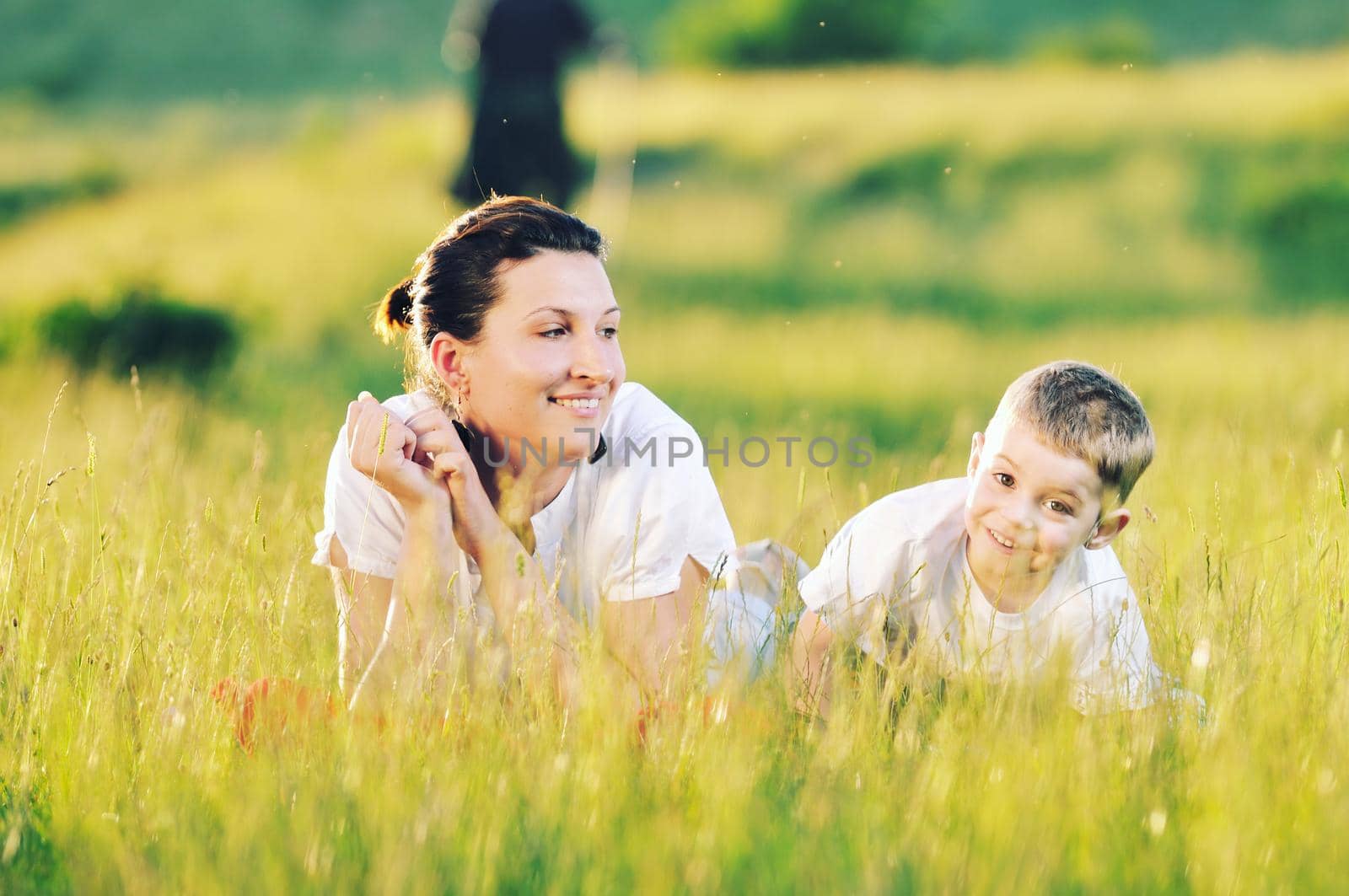 happy young woman mother play and outdoor with beautiful child 