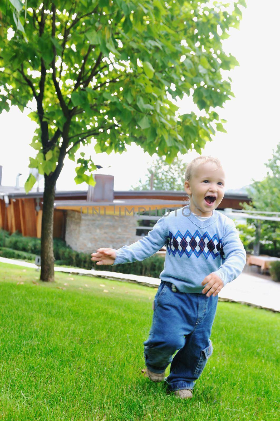 beautiful children  posing in fashionable clothing outdoor