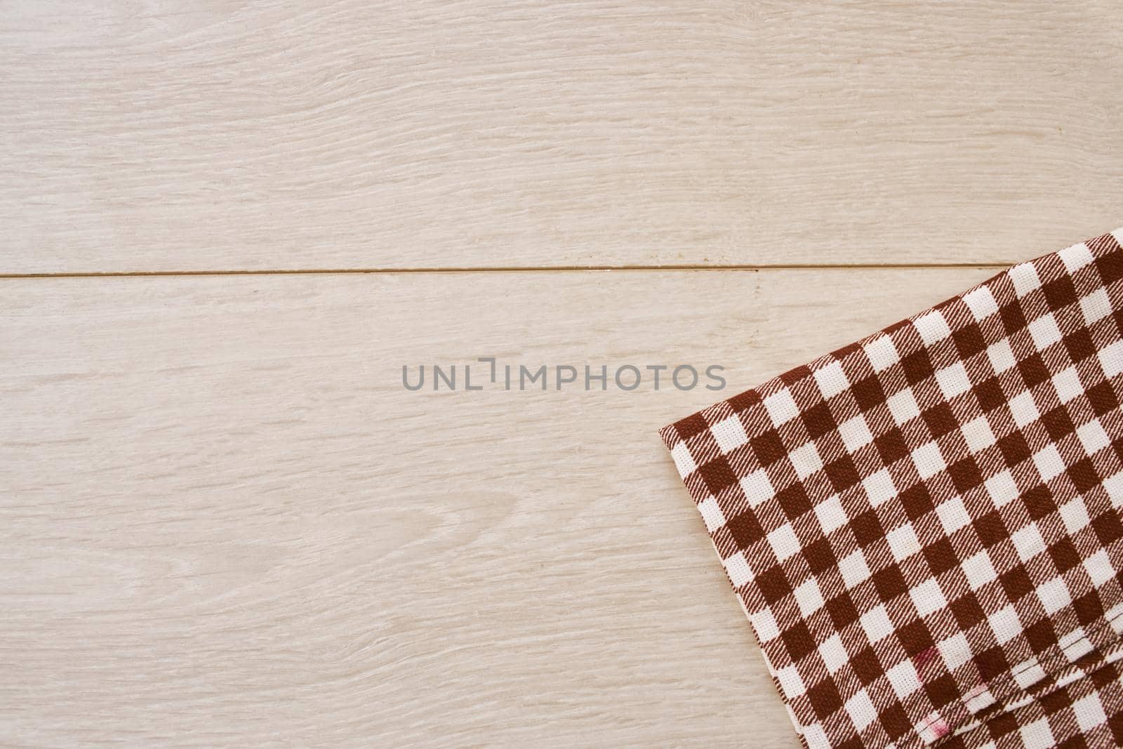 wooden texture plaid tablecloth kitchen textile design. High quality photo