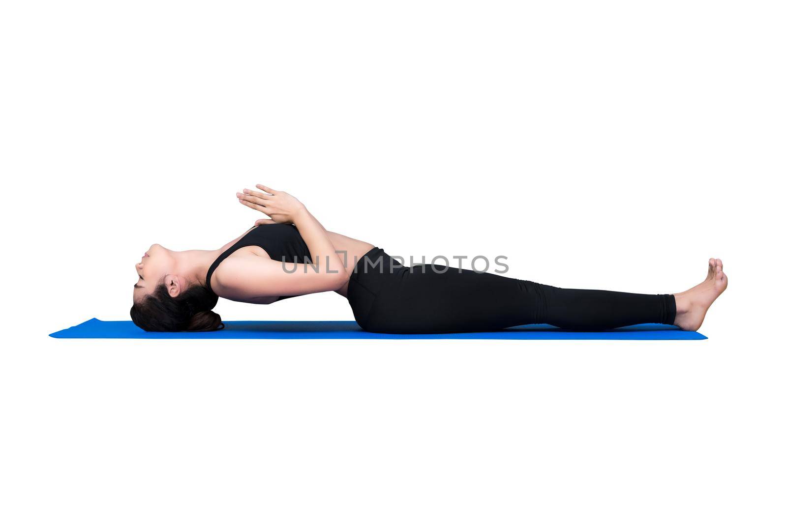 Healthy woman exercising yoga isolated with clipping path on white background.Photo design for fitness sporty woman and healthcare concept.