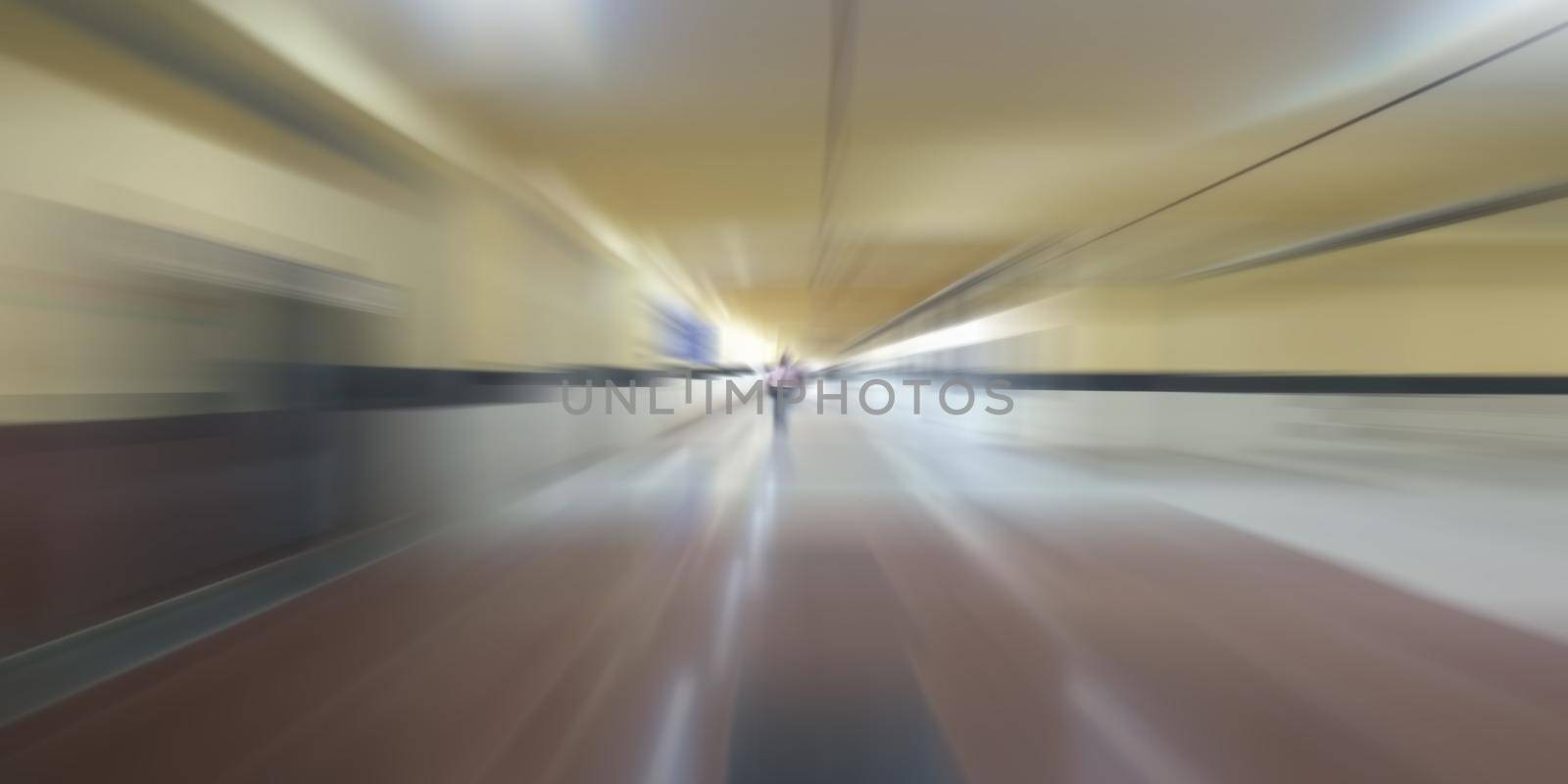 Empty lobby of a building shot with motion blur effect.