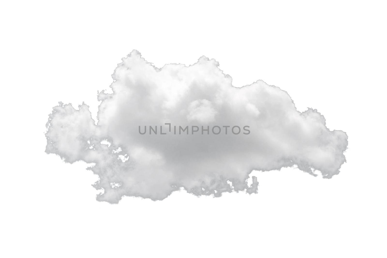 Nature single white cloud isolated on white background. Cutout clouds element design for multi purpose use.