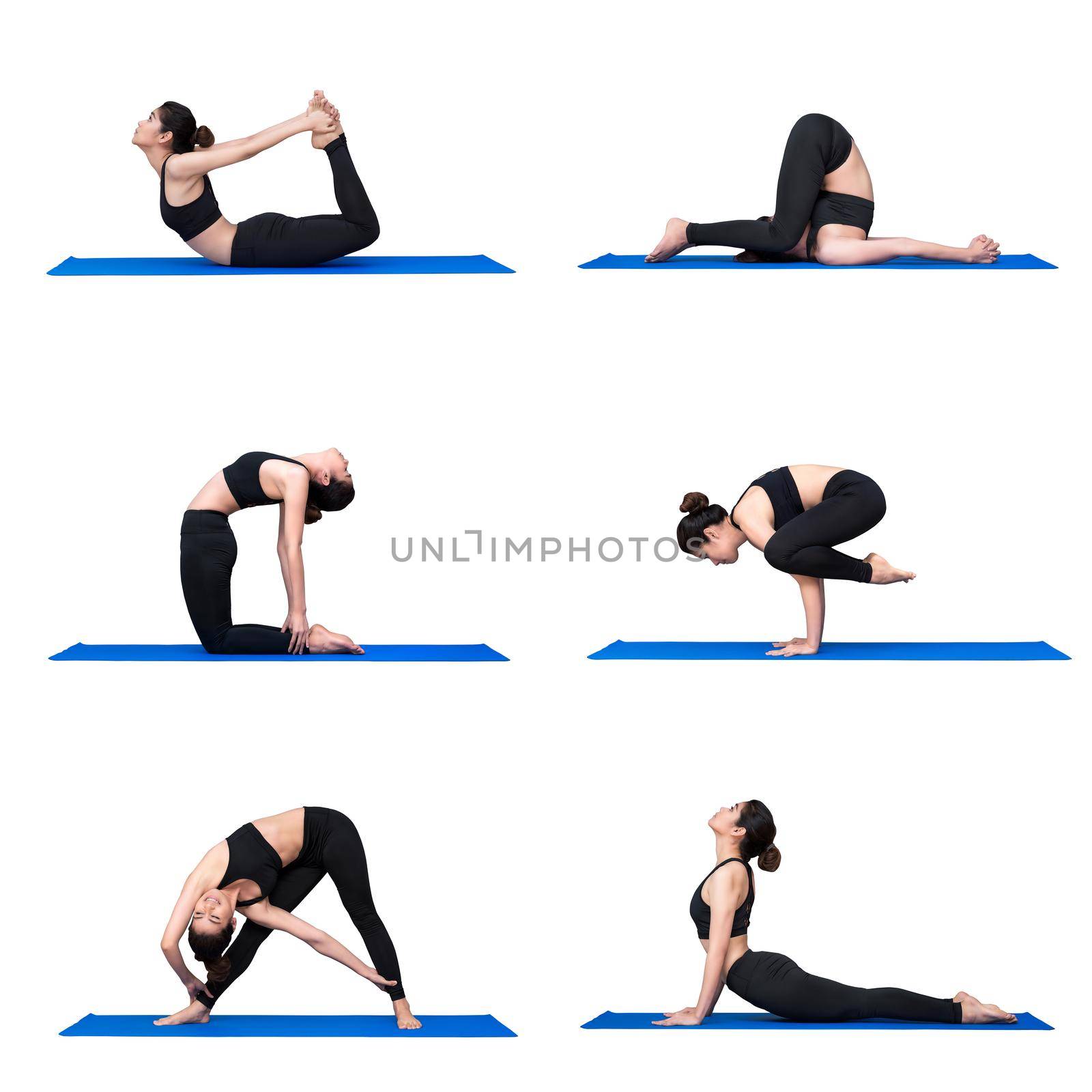 Young asian woman practice yoga pose exercise at the yoga sport gym. by Nuamfolio
