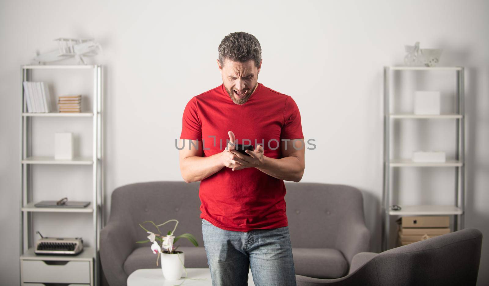 blogging concept. modern communication technology. man blogger use smartphone. by RedFoxStudio