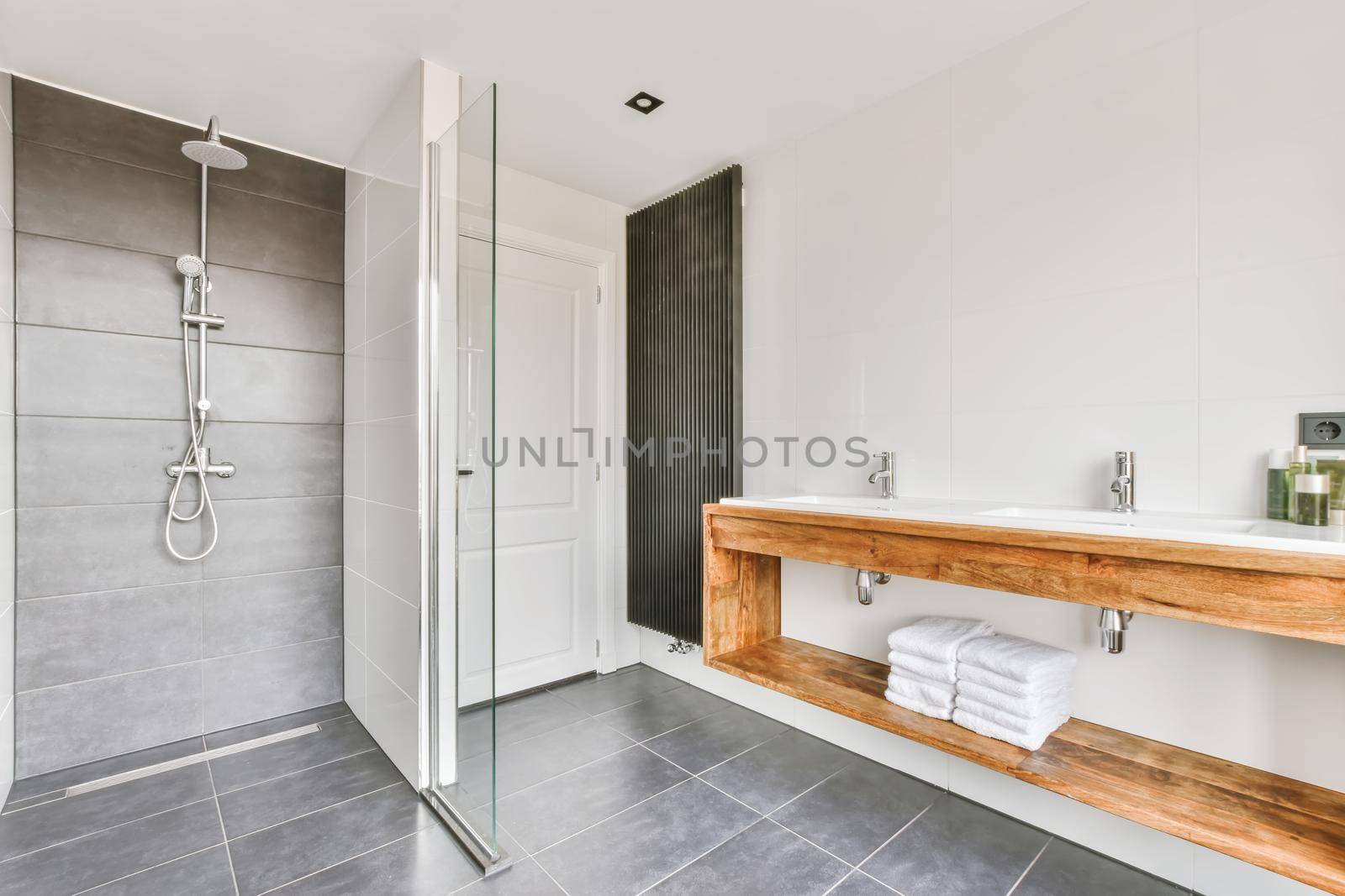Modern bright bathroom in elegant residential building