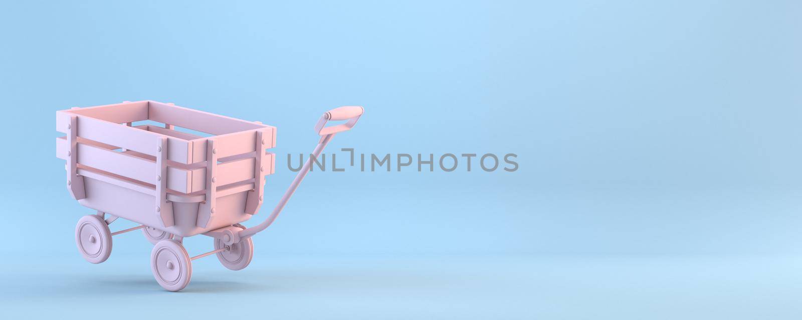 Toy mini wagon 3D rendering illustration isolated on blue background