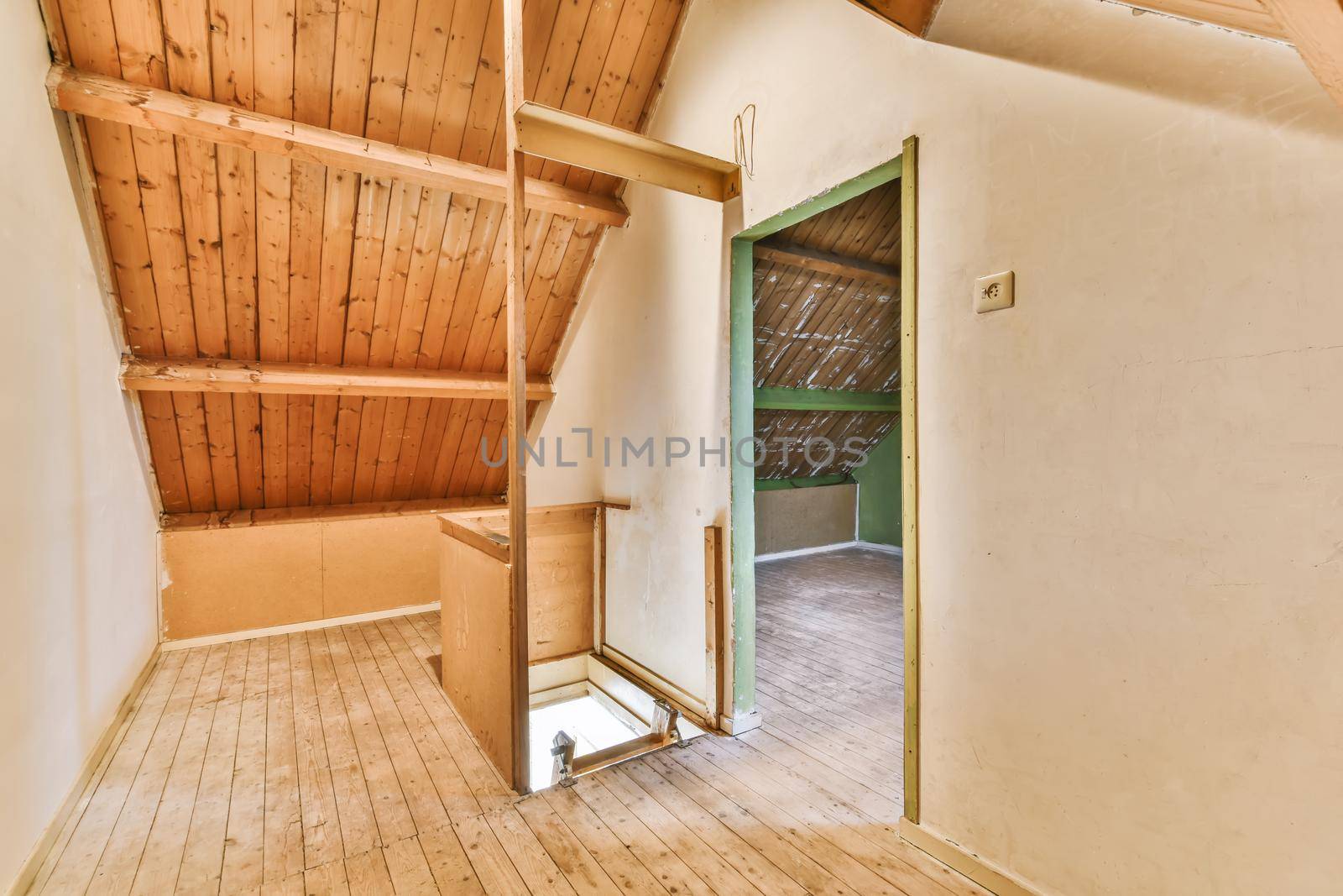 Nice and quirky attic room with wooden ceiling