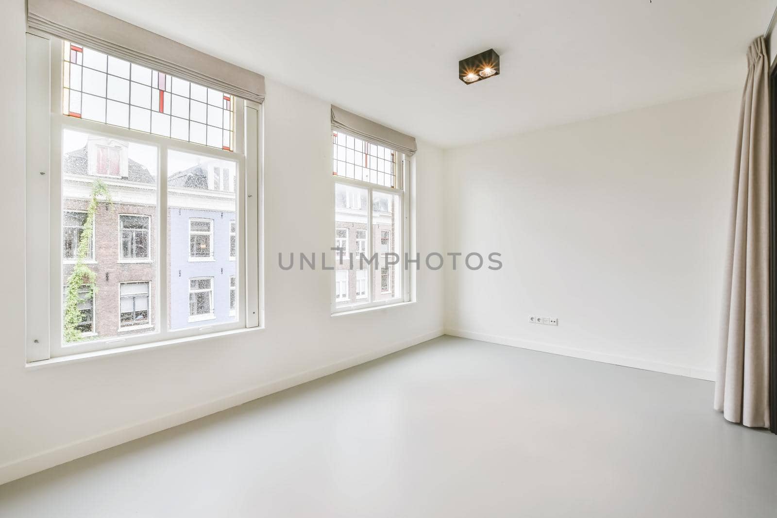 Beautiful bright room with a large wooden window