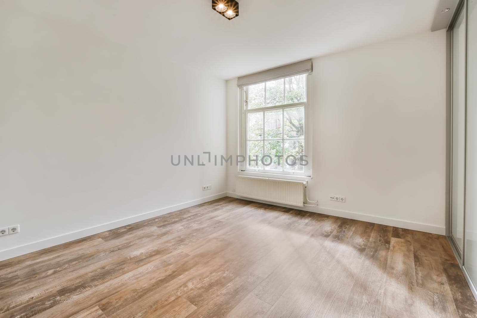 Beautiful bright room with a large wooden window