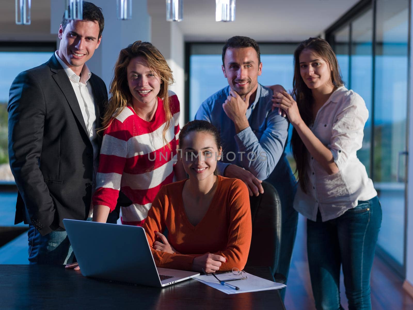 business people team on meeting at bright office space working on laptop computer