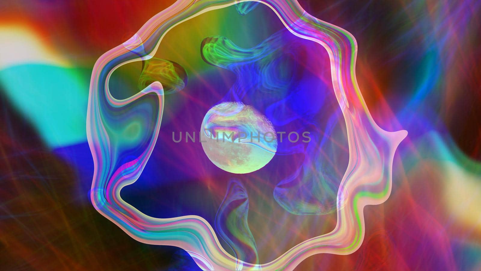 Abstract background with a fantasy decor of figures and rainbow highlights