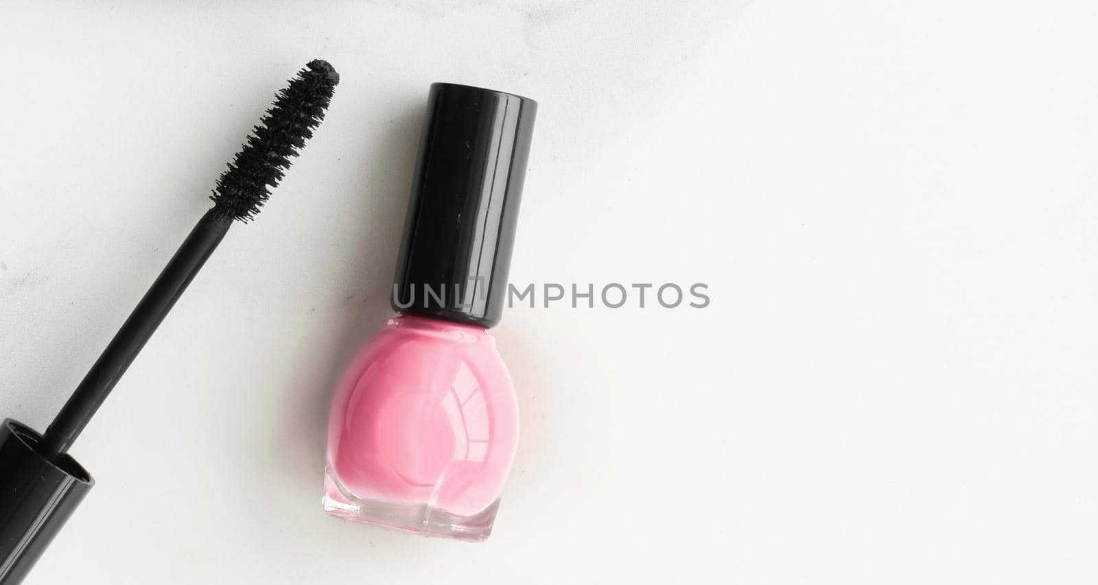 Make-up and cosmetics products on marble, flatlay background by Anneleven