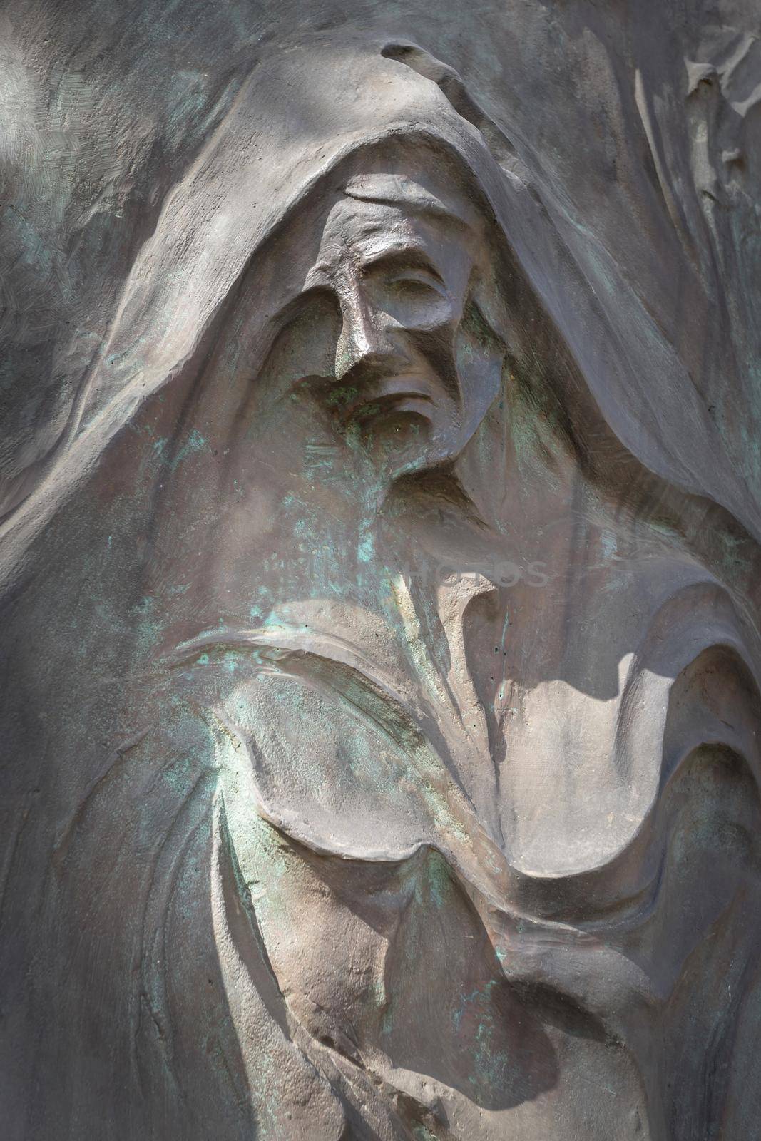 Bas-relief of Jesus. Vintage style photo of Jesus Christ statue. Ideal for events and concepts.