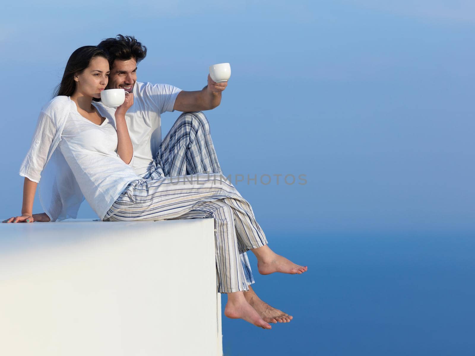 happy young romantic couple have fun arelax  relax at home by dotshock
