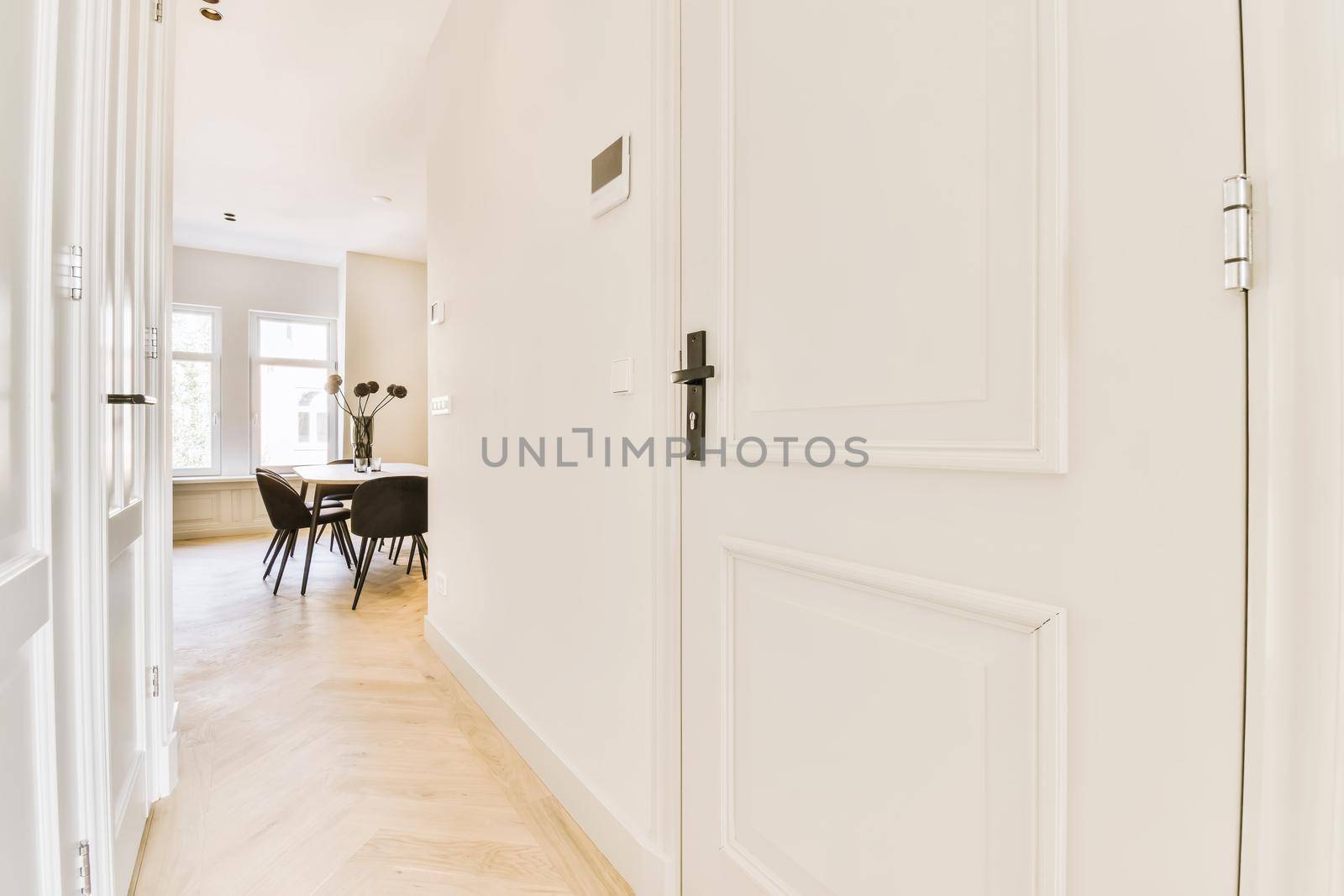 A long empty corridor designed in minimalistic style
