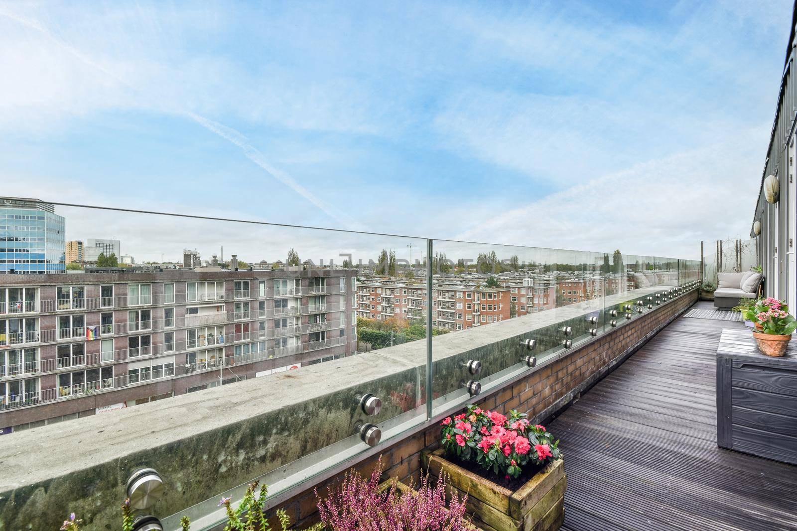 Balcony of a beautiful house in the daytime