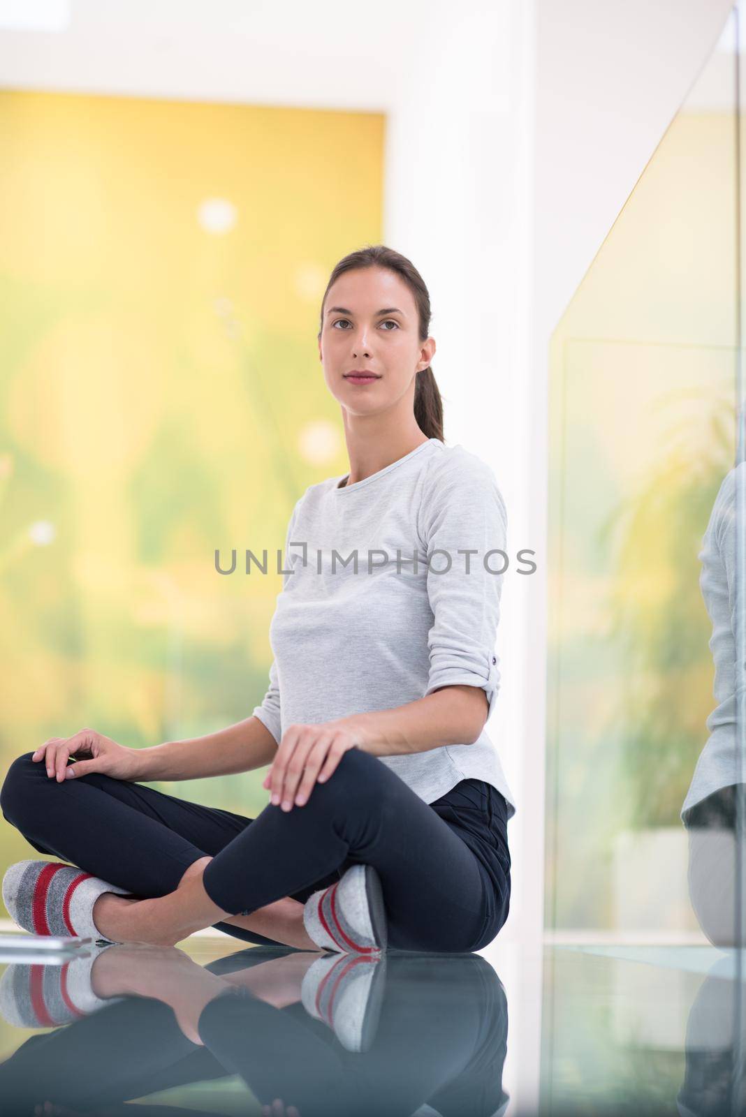 beautiful young women using laptop computer on the floor at home