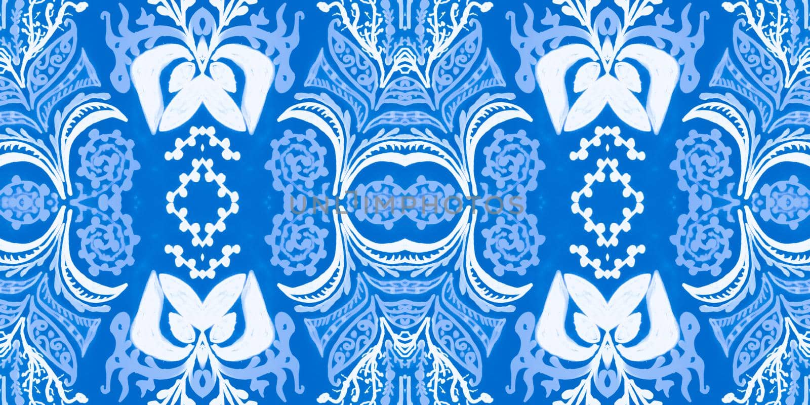 Italian majolica tile. Majolica ornament. Moroccan modern fabric. Floral vintage portuguese pattern. Seamless azulejo design. Retro spanish ceramic. Watercolor majolica.