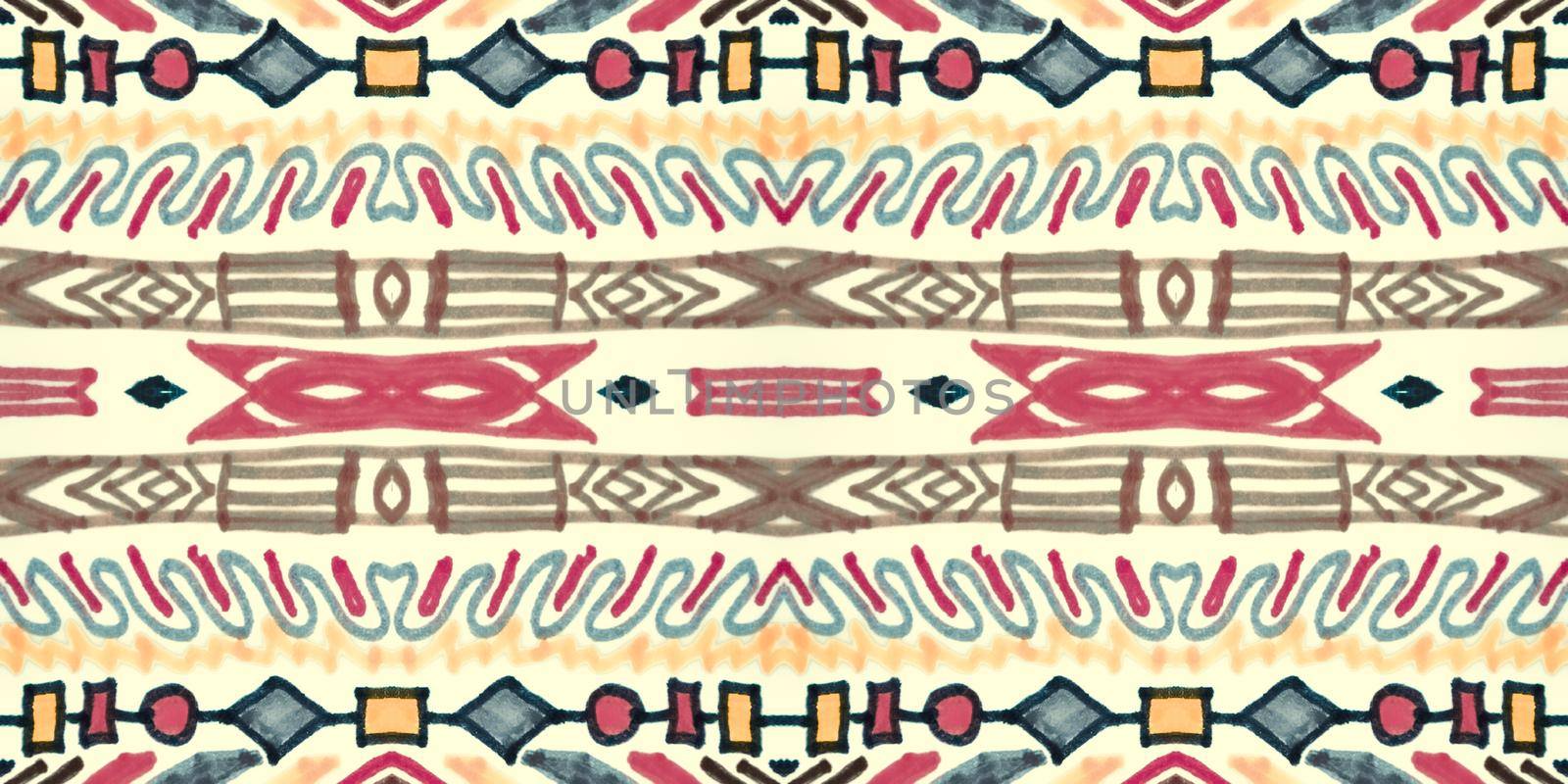 Seamless peruvian pattern. Hand drawn aztec illustration. by YASNARADA