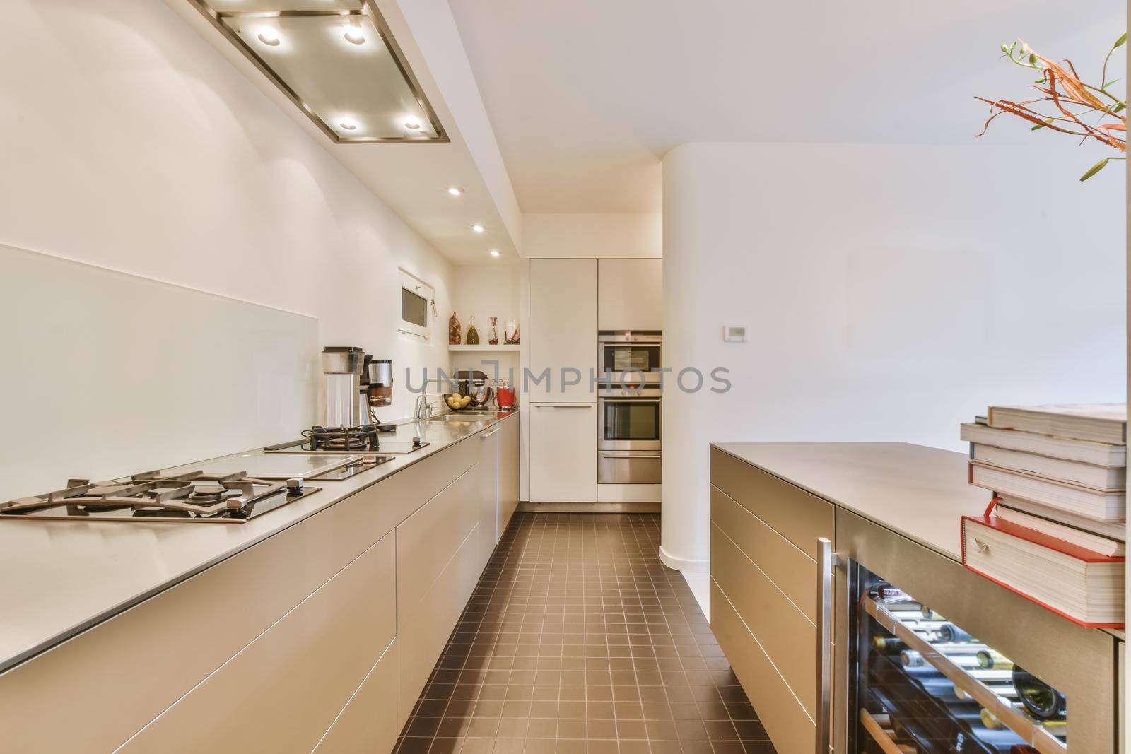 Cozy kitchen zone with in a spacious apartment