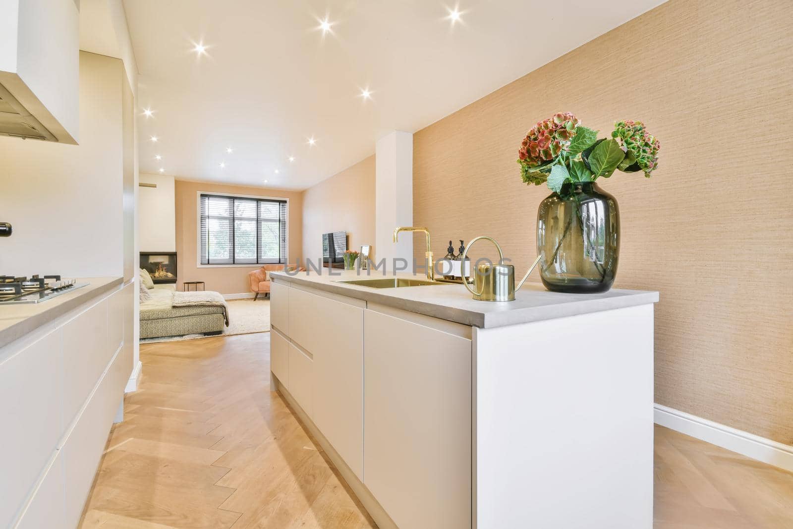Stylish and modern kitchen with white kitchen unit