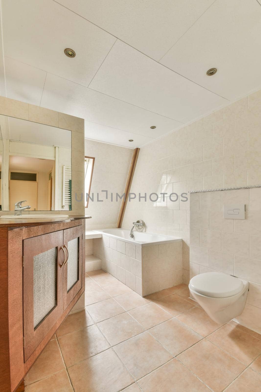 Bright elegant bathroom interior in a luxury house