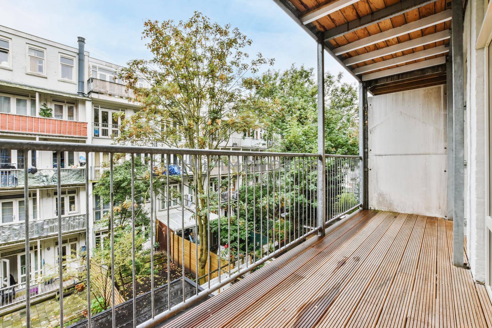Stunning balcony overlooking the courtyard of the apartment