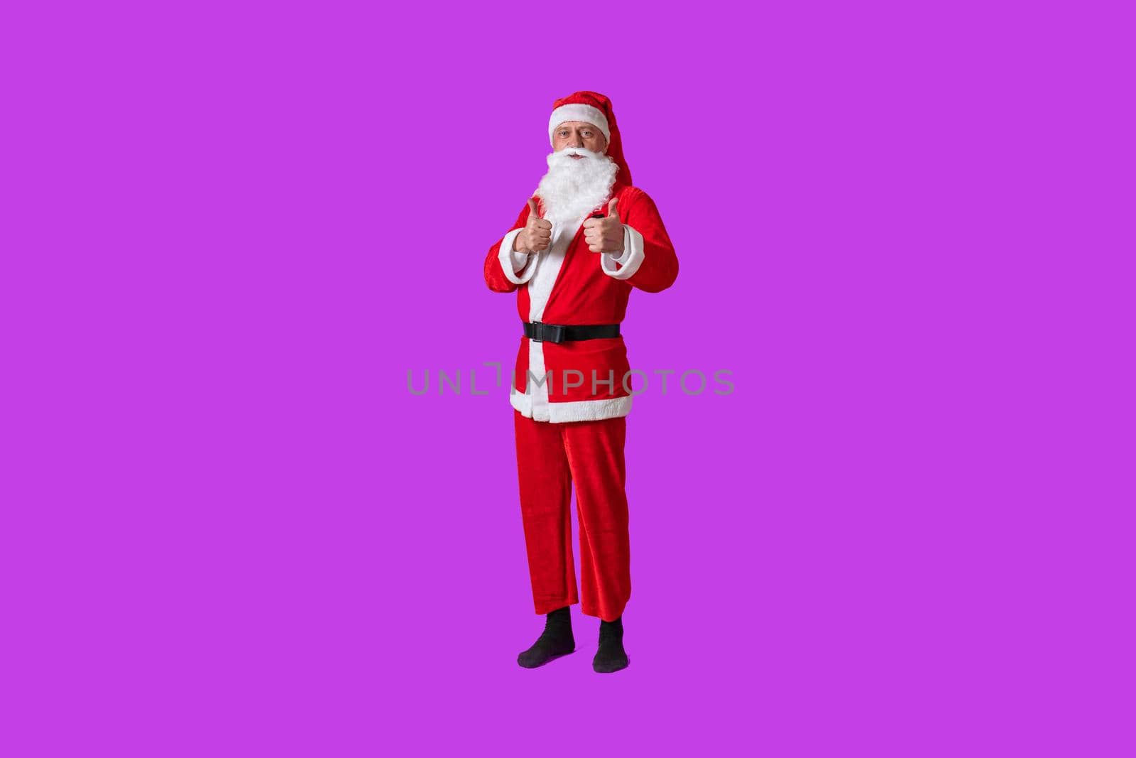 Santa claus violet funky style, eat fast isolated winter new, fun happy. Fashionable mature, time thumbs up class by 89167702191
