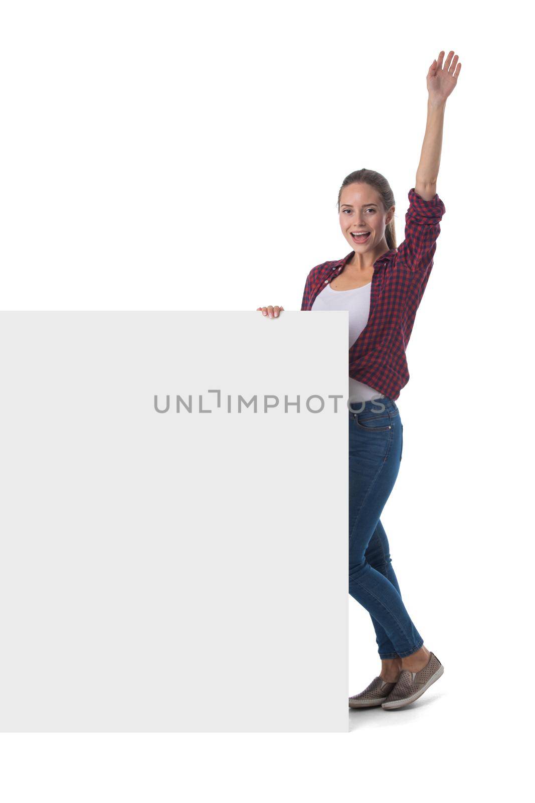Woman with billboard sign by ALotOfPeople