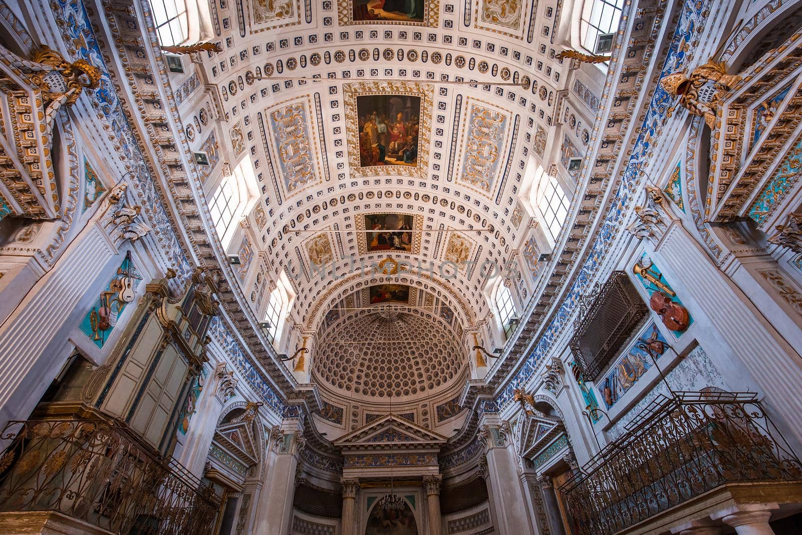 SCICLI, SICILY, ITALY, JUNE 20, 2018 : architectural details of San Giovanni evangelista church, june 20, 2018,  in Scicli, sicily, italy