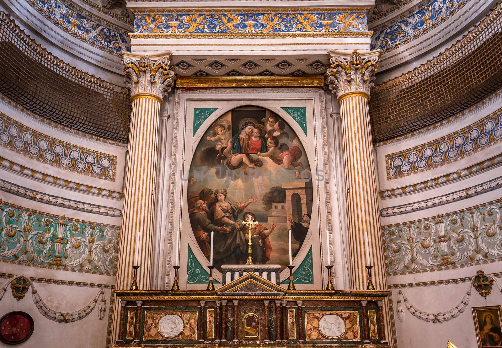 SCICLI, SICILY, ITALY, JUNE 20, 2018 : architectural details of San Giovanni evangelista church, june 20, 2018,  in Scicli, sicily, italy