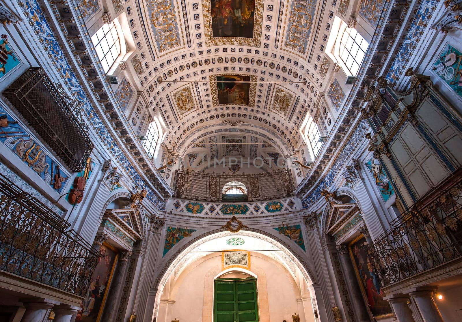 SCICLI, SICILY, ITALY, JUNE 20, 2018 : architectural details of San Giovanni evangelista church, june 20, 2018,  in Scicli, sicily, italy