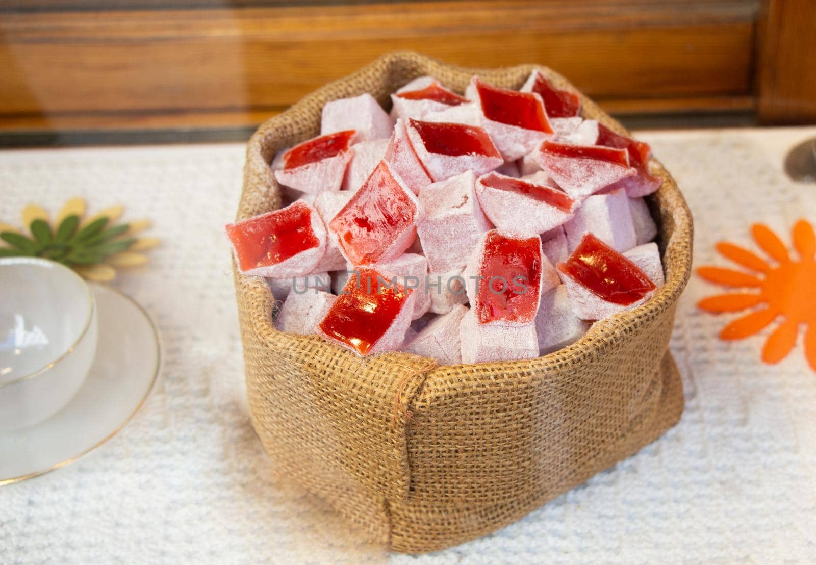 Traditional Turkish delight sweets as lokum candy by berkay