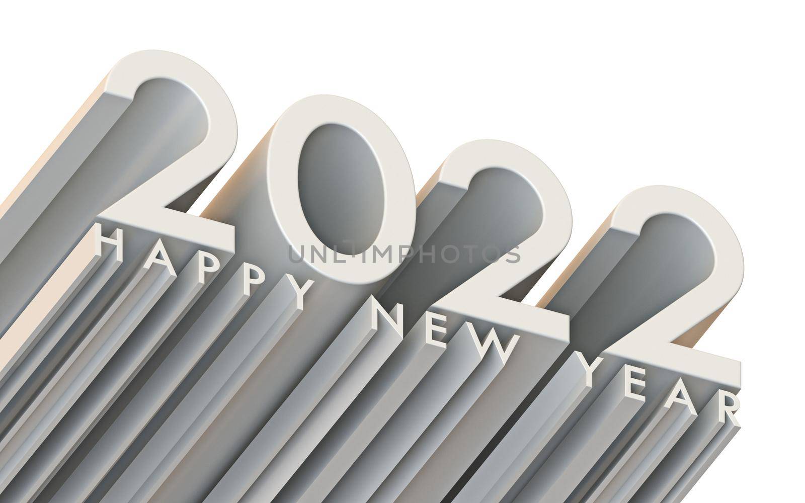 2022 New Year greeting card extruded text 3D rendering 3D illustration