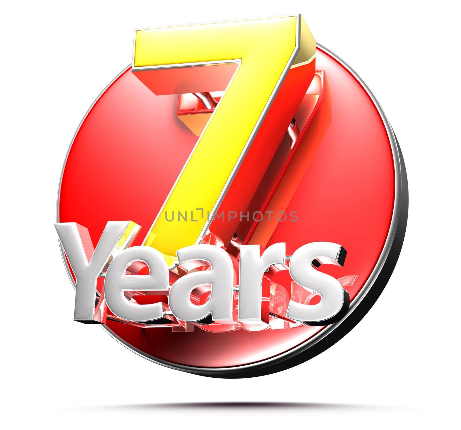 Sign 7 years isolated on white background  3D illustration with clipping path.