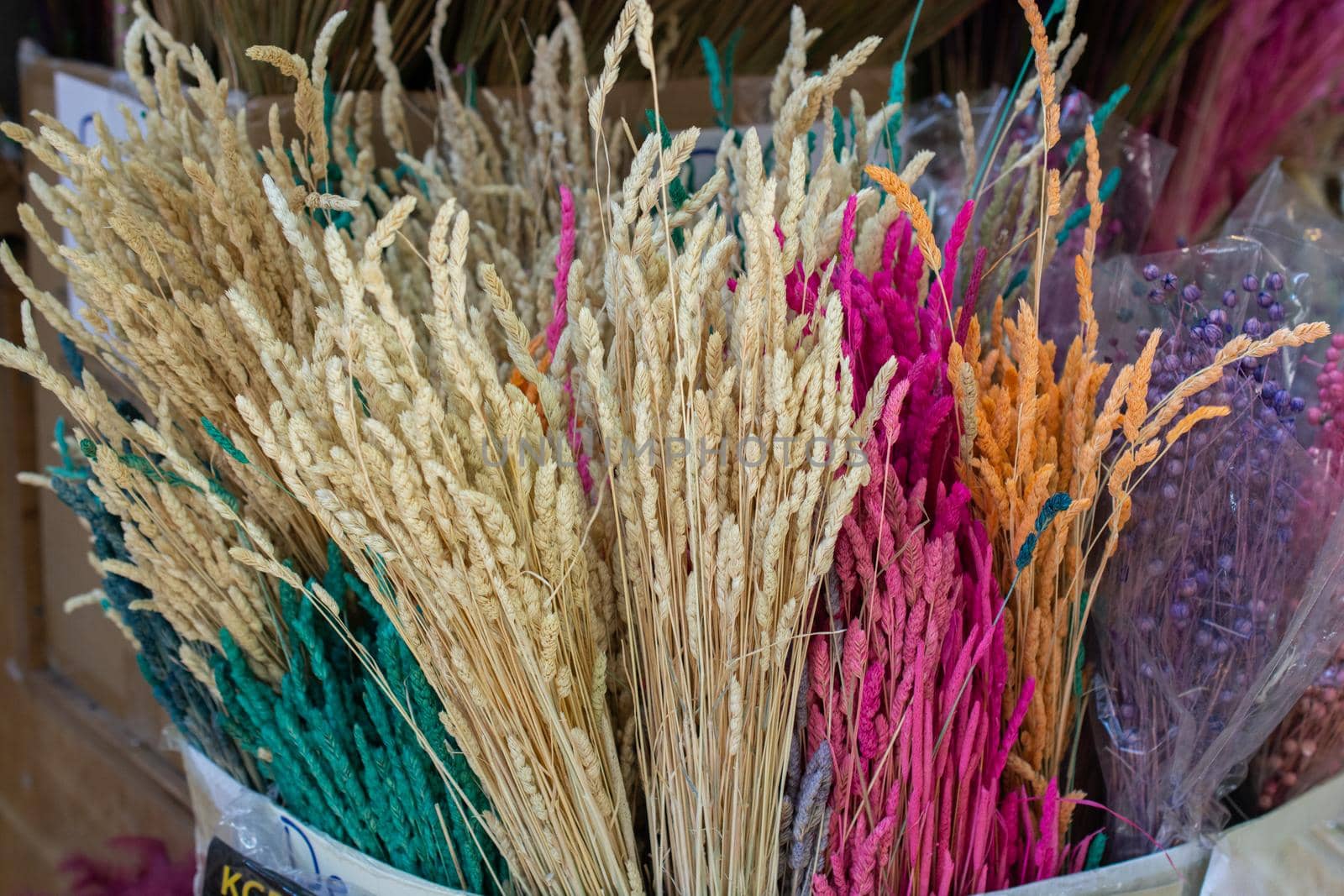 Colorful dyied dried wild flowers for doceration by berkay