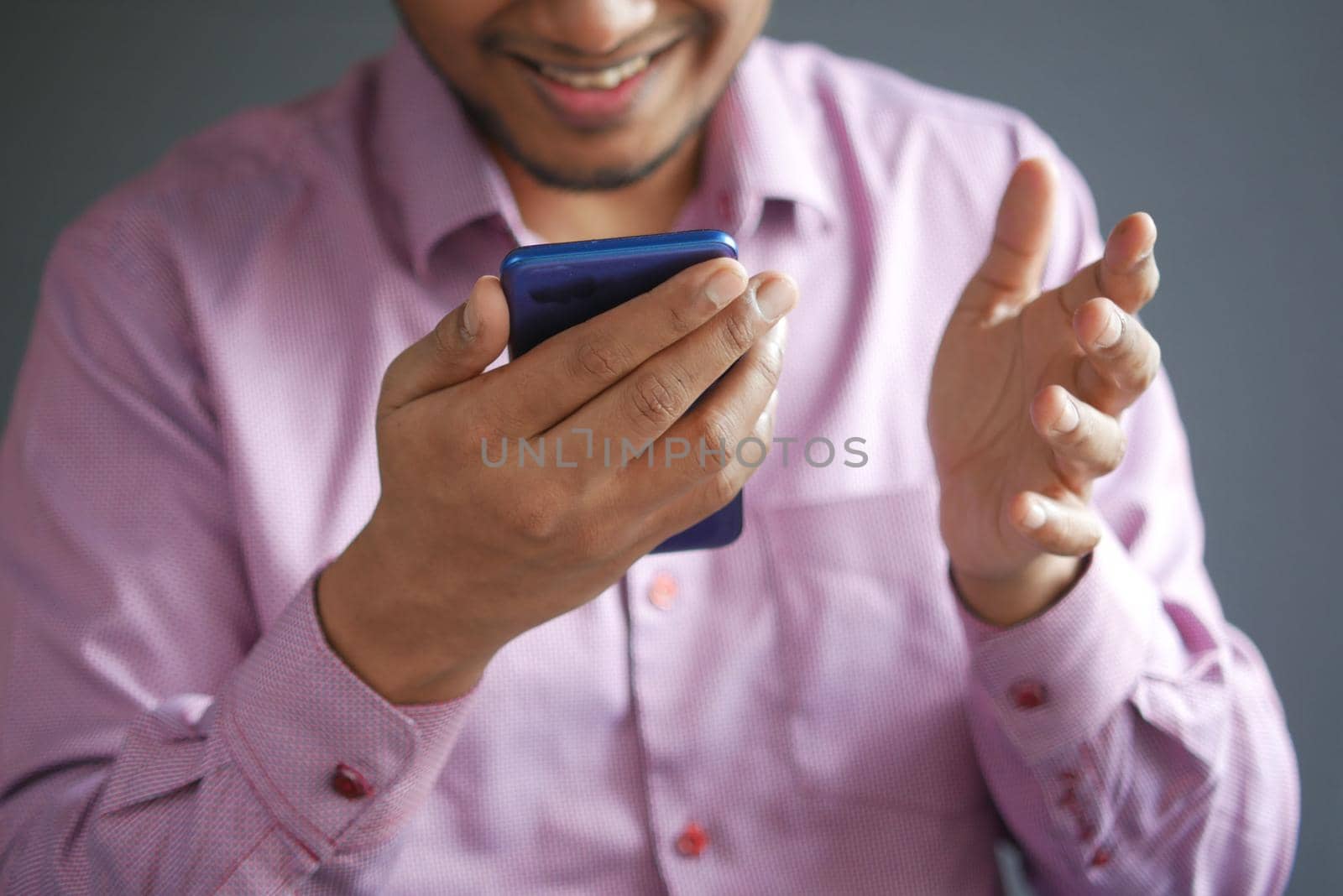 selective focus. Businessman In a video conference discussing on smart phone .