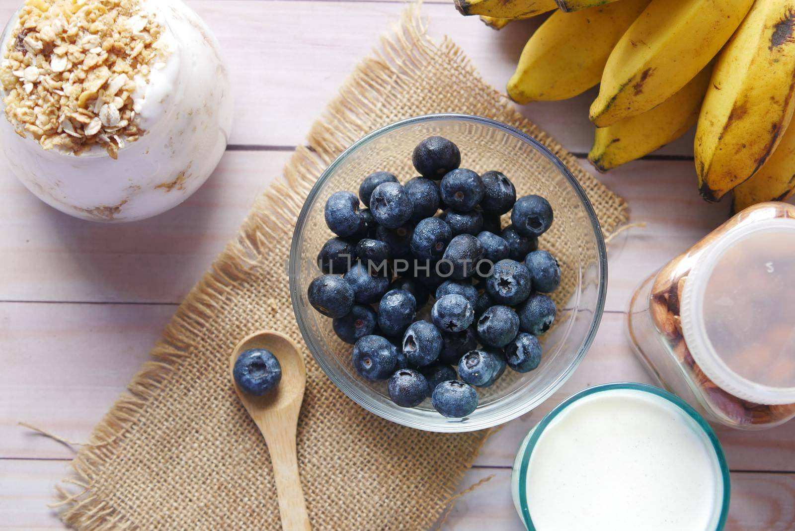 Close up of fresh blue berry with water drops