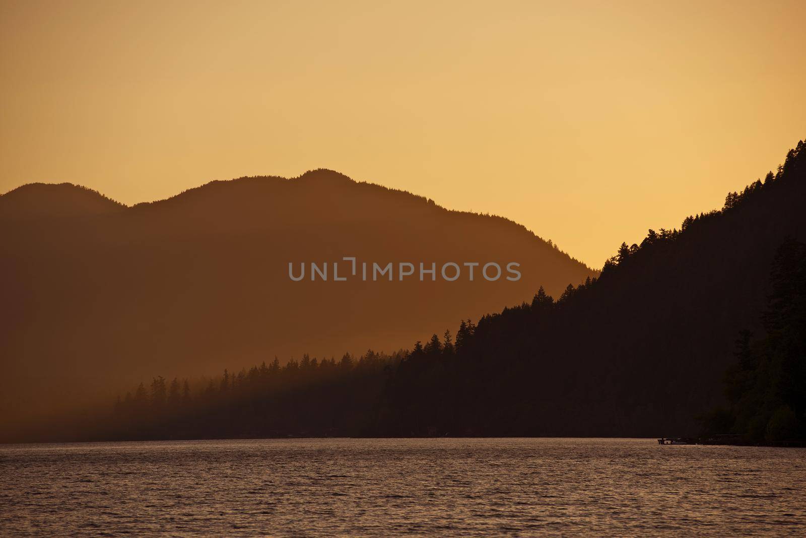 Sunset in the Hills - Lake Crescent Sunset Scenery. Nature Photography Collection.