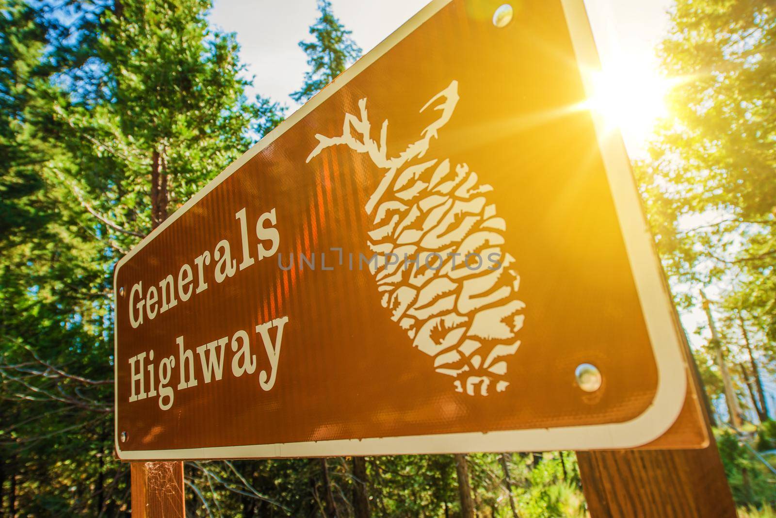 Generals Highway Sign in Sequoia National Park, California, United States. by welcomia