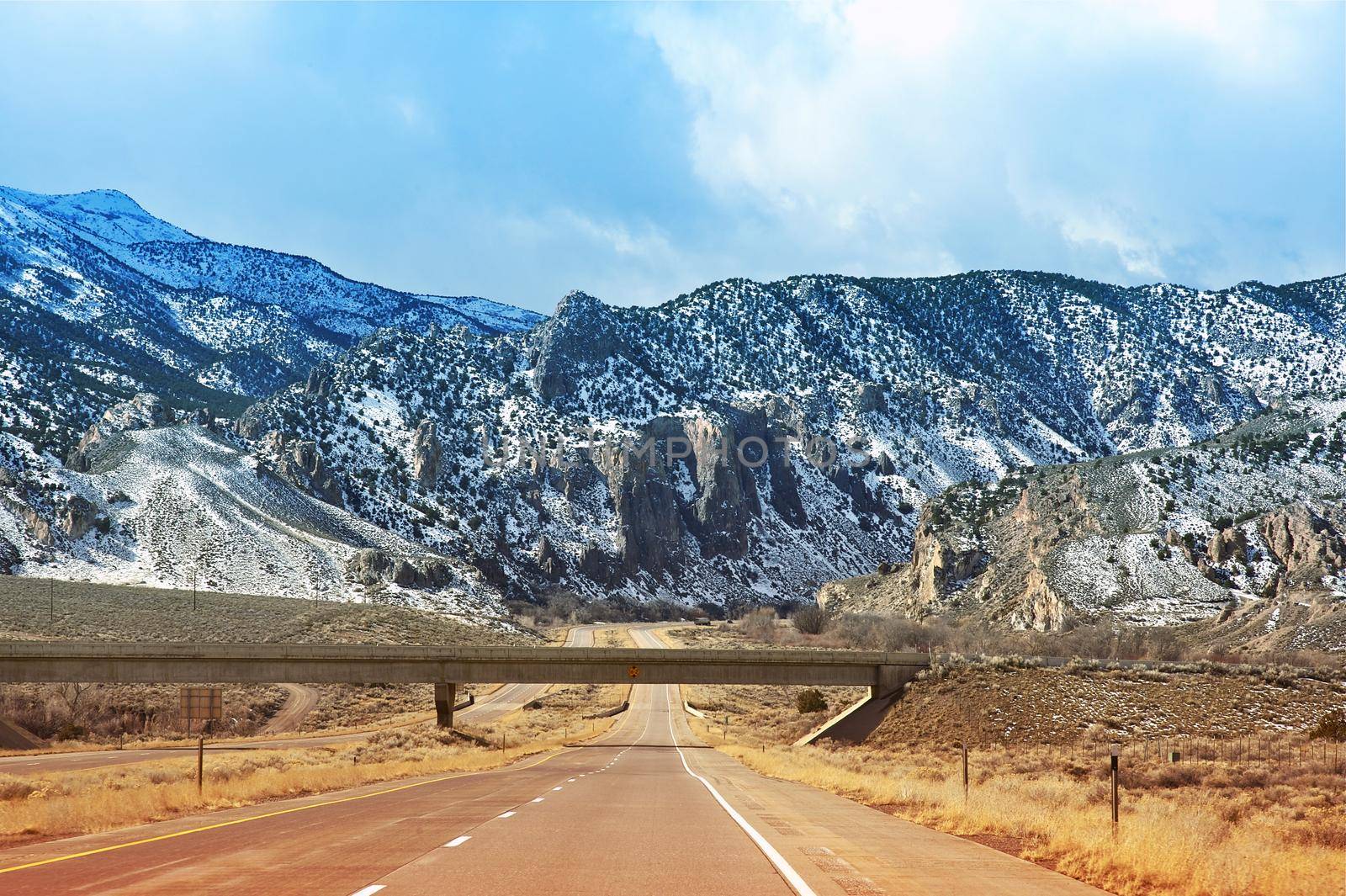 Highway I-15 in Utah near Beaver, Utah. Utah, USA.