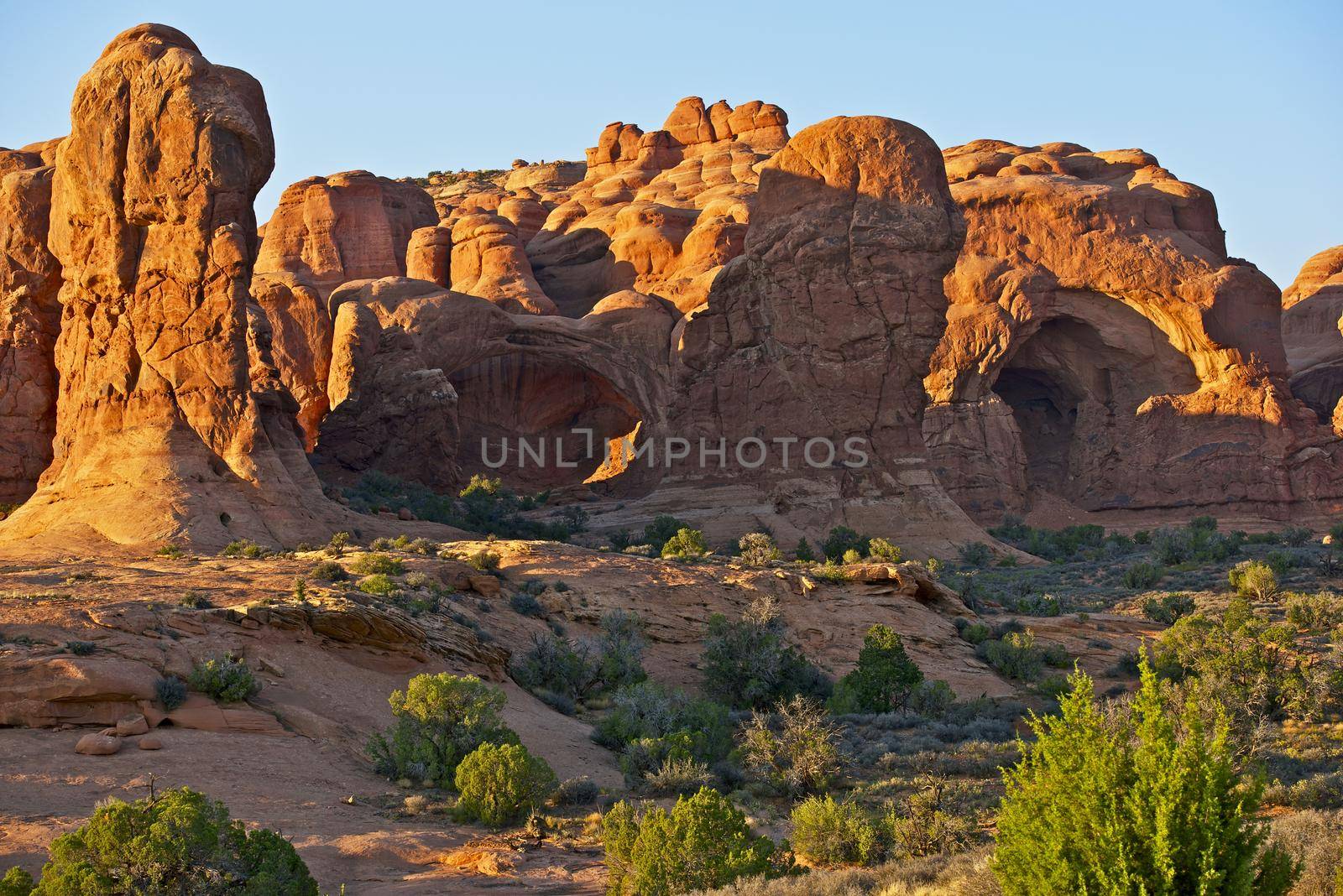 Arches National Park Utah, U.S.A. Arches Park Amazing Rocky Landscape. Eroded Red Sandstones. Travel Photo Collection
