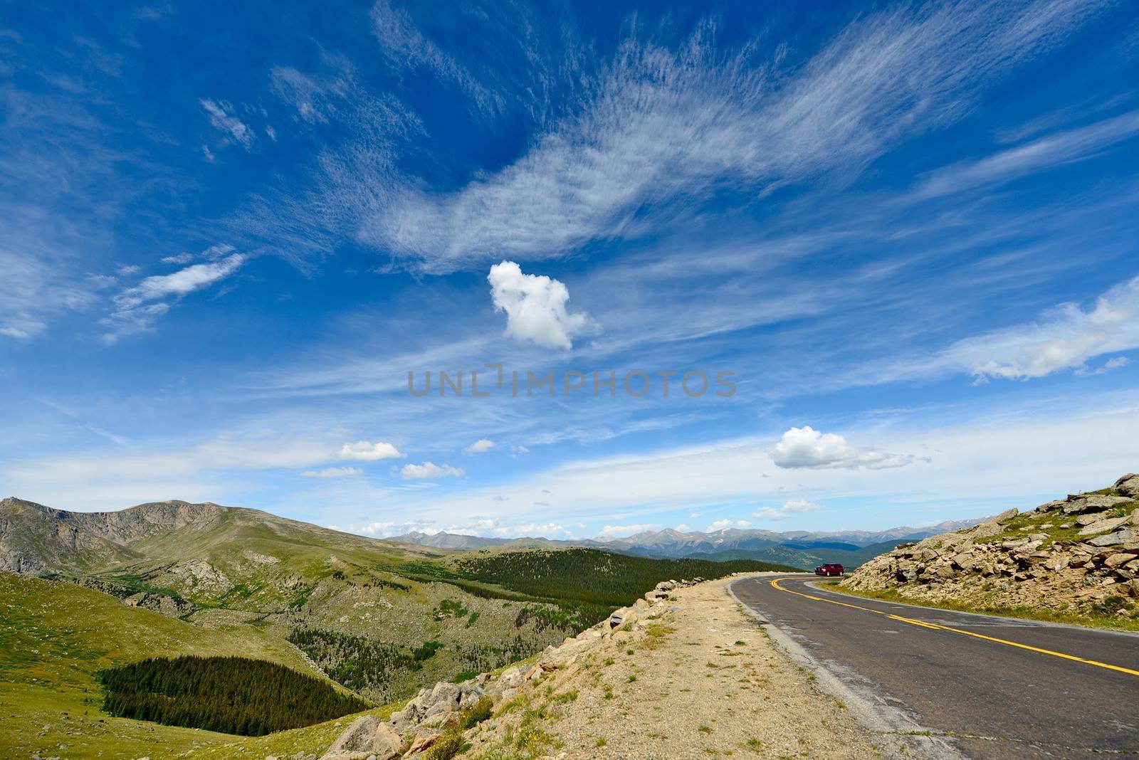 Mountain Road in Colorado - Rocky Mountains Landscape. by welcomia