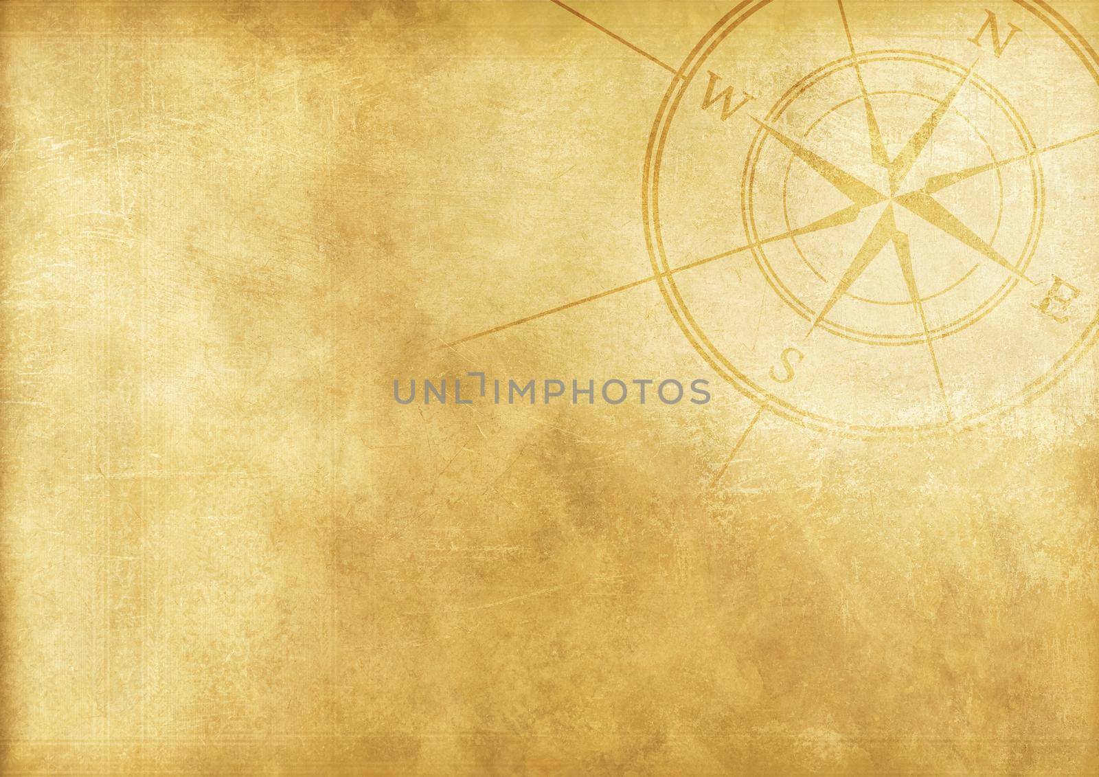 Vintage Journey Background with Compass Rose. Aged Paper Background. by welcomia